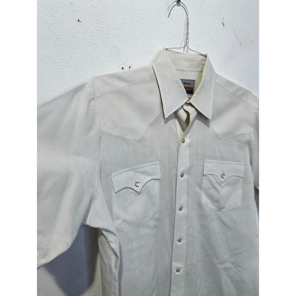 Vintage AUTHENTIC WESTERN Mens White Pearl Snap Collared Button Up Shirt Size 16 - Picture 2 of 8